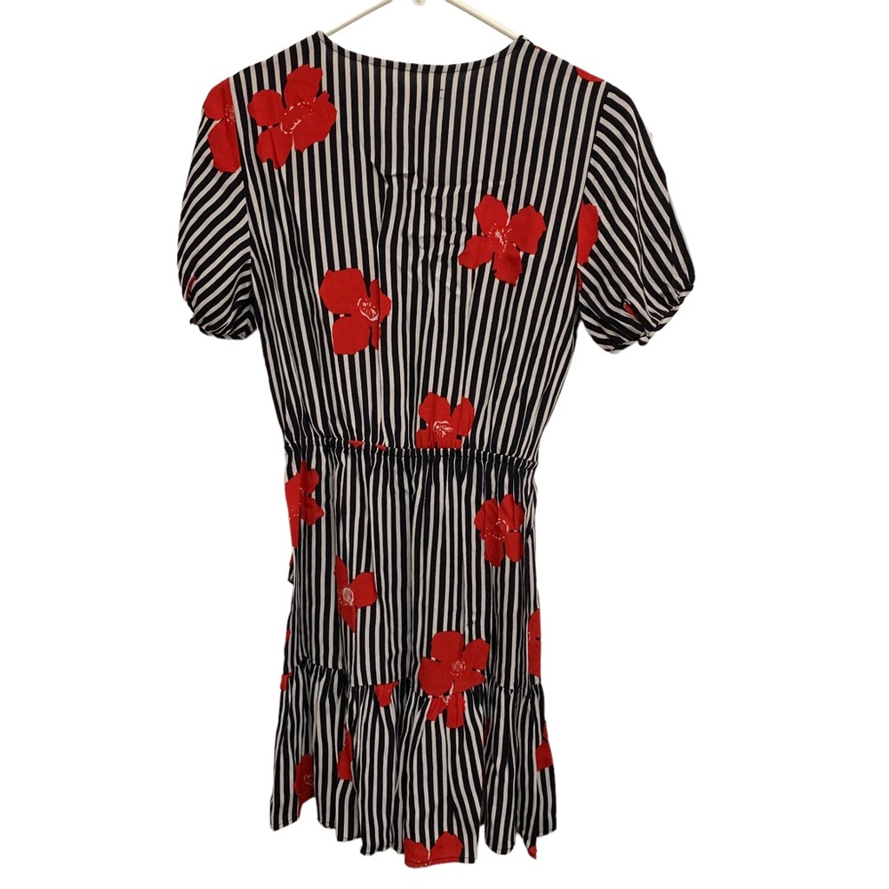 Madewell Candied Orchid Floral Wrap Dress Ruffle Hem Striped Size 2 NWT - Picture 10 of 11